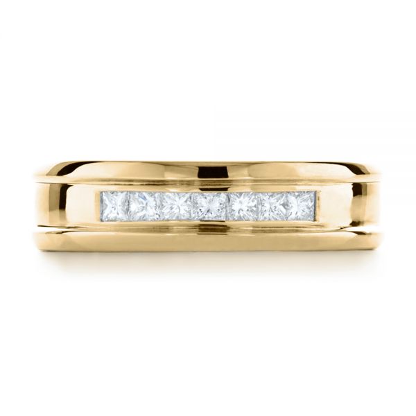 14k Yellow Gold 14k Yellow Gold Custom Diamond Men's Band - Top View -  1165