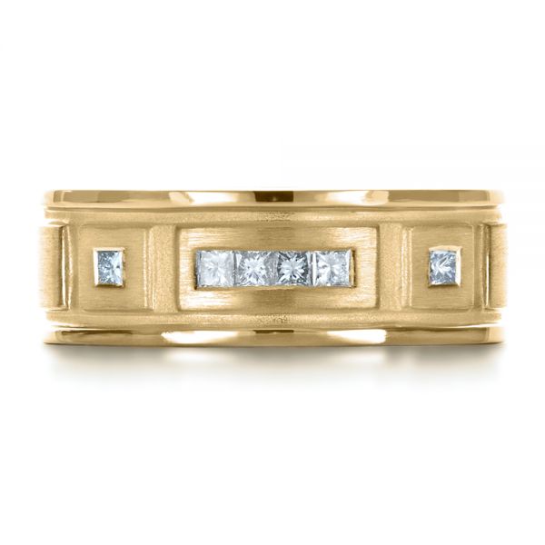 14k Yellow Gold 14k Yellow Gold Custom Diamond Men's Band - Top View -  1195