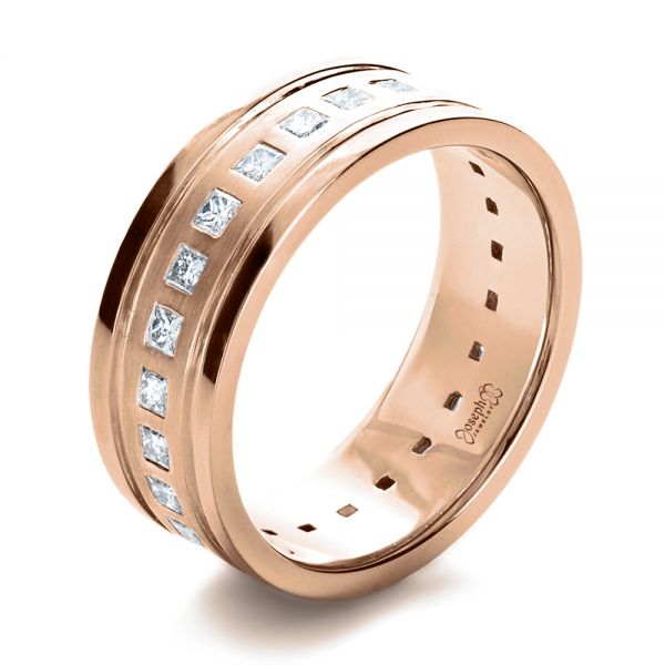 14k Rose Gold 14k Rose Gold Custom Diamond Men's Ring - Three-Quarter View -  1163