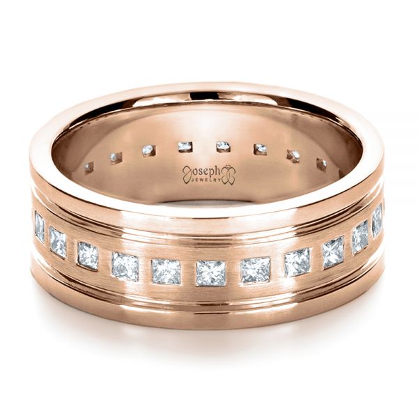 14k Rose Gold 14k Rose Gold Custom Diamond Men's Ring - Flat View - 1163