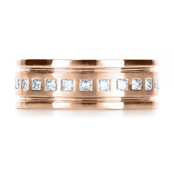 14k Rose Gold 14k Rose Gold Custom Diamond Men's Ring - Top View - 1163