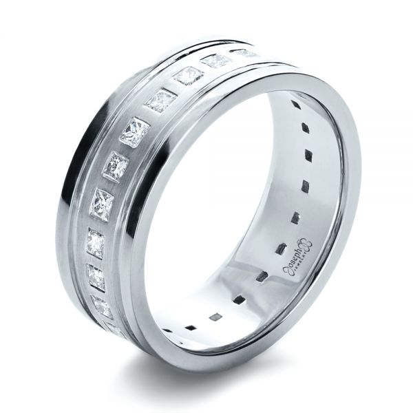  Platinum Custom Diamond Men's Ring - Three-Quarter View -  1163