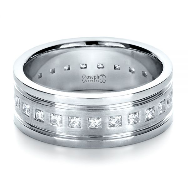  Platinum Custom Diamond Men's Ring - Flat View -  1163