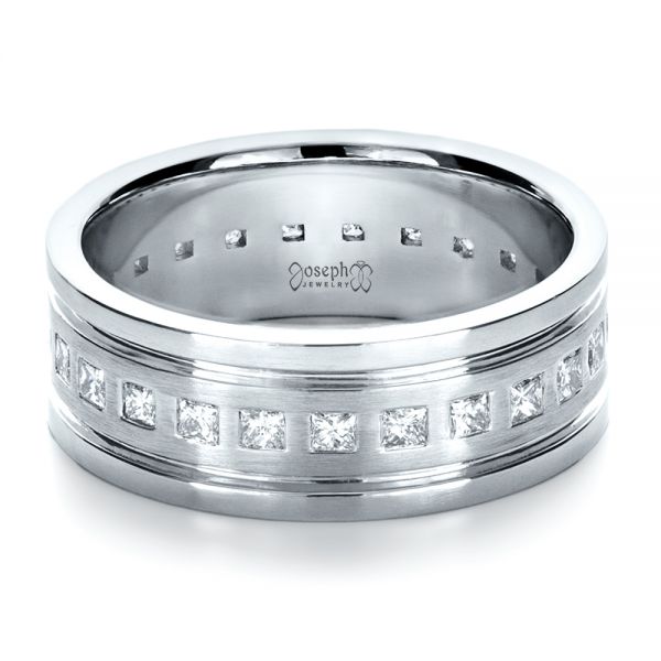 14k White Gold 14k White Gold Custom Diamond Men's Ring - Flat View -  1163