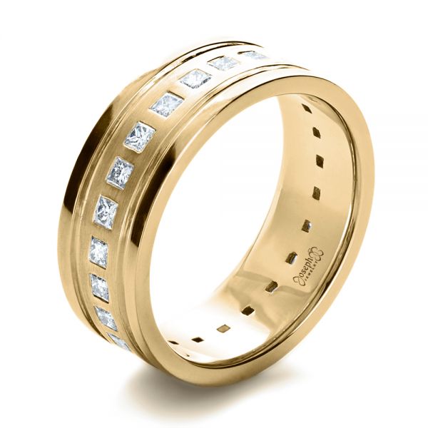 14k Yellow Gold 14k Yellow Gold Custom Diamond Men's Ring - Three-Quarter View -  1163