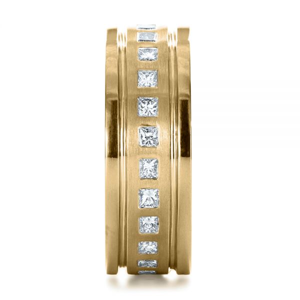 18k Yellow Gold 18k Yellow Gold Custom Diamond Men's Ring - Side View -  1163