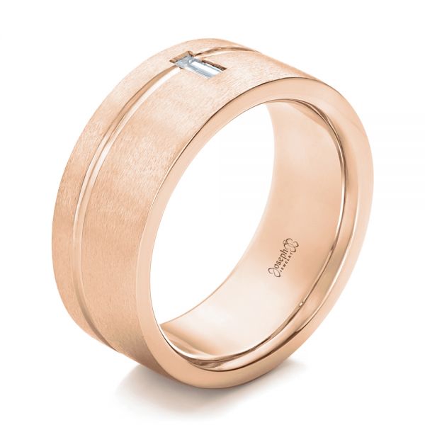 14k Rose Gold 14k Rose Gold Custom Diamond Men's Wedding Band - Three-Quarter View -  102188