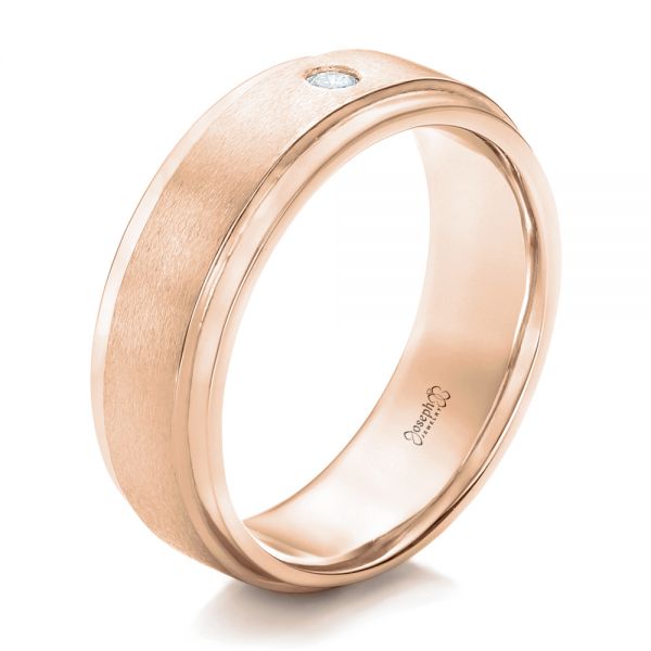 14k Rose Gold 14k Rose Gold Custom Diamond Men's Wedding Band - Three-Quarter View -  102236