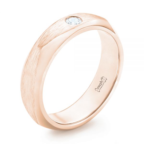 18k Rose Gold 18k Rose Gold Custom Diamond Men's Wedding Band - Three-Quarter View -  102922