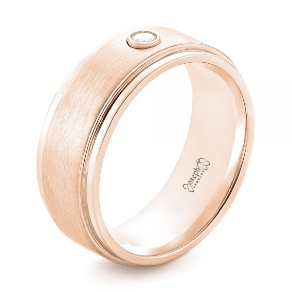 14k Rose Gold 14k Rose Gold Custom Diamond Men's Wedding Band - Three-Quarter View -  102976