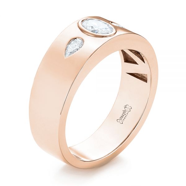 18k Rose Gold 18k Rose Gold Custom Diamond Men's Wedding Band - Three-Quarter View - 103840