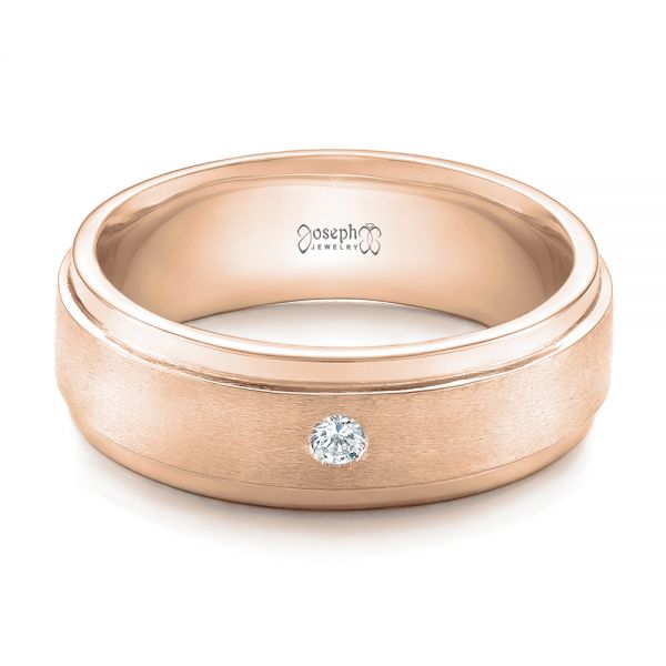 18k Rose Gold 18k Rose Gold Custom Diamond Men's Wedding Band - Flat View -  102236