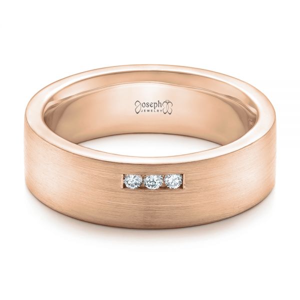 18k Rose Gold 18k Rose Gold Custom Diamond Men's Wedding Band - Flat View - 102281