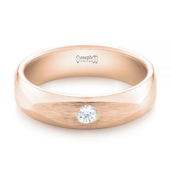 18k Rose Gold 18k Rose Gold Custom Diamond Men's Wedding Band - Flat View - 102922