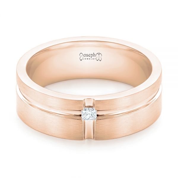 14k Rose Gold 14k Rose Gold Custom Diamond Men's Wedding Band - Flat View - 102948