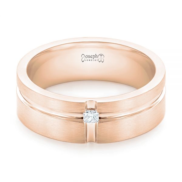 18k Rose Gold 18k Rose Gold Custom Diamond Men's Wedding Band - Flat View -  102948