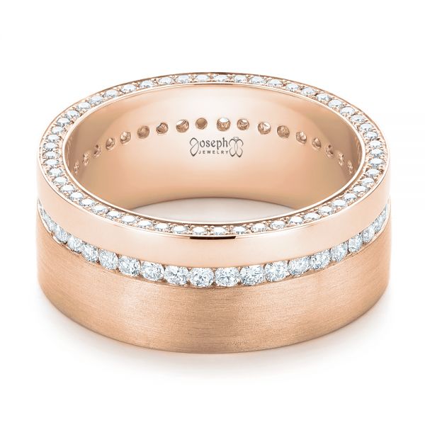18k Rose Gold 18k Rose Gold Custom Diamond Men's Wedding Band - Flat View - 103514