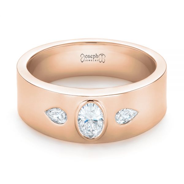 18k Rose Gold 18k Rose Gold Custom Diamond Men's Wedding Band - Flat View - 103840