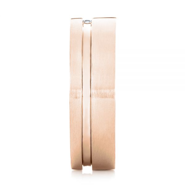14k Rose Gold 14k Rose Gold Custom Diamond Men's Wedding Band - Side View - 102948