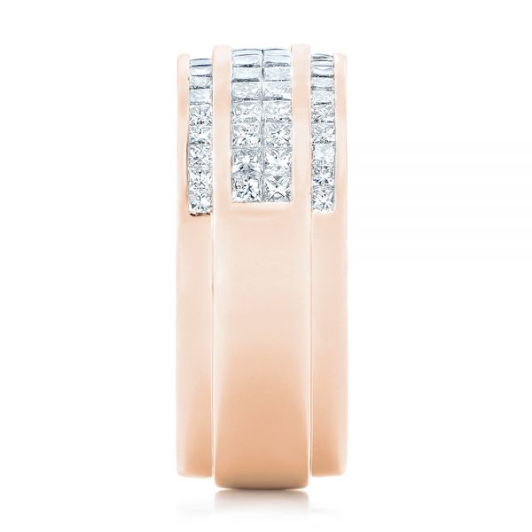 14k Rose Gold 14k Rose Gold Custom Diamond Men's Wedding Band - Side View - 103133