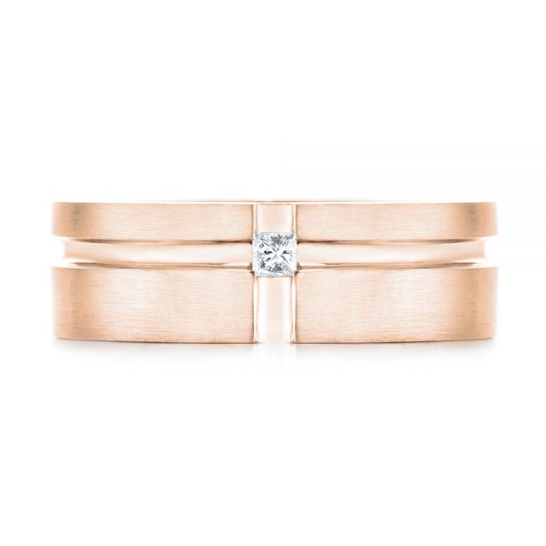14k Rose Gold 14k Rose Gold Custom Diamond Men's Wedding Band - Top View - 102948