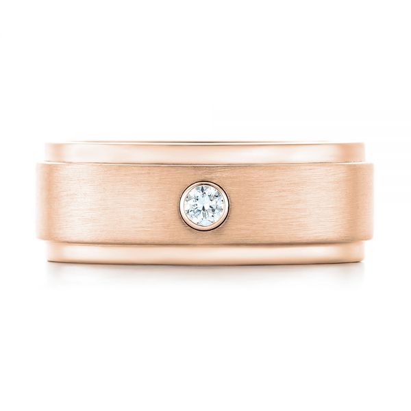 18k Rose Gold 18k Rose Gold Custom Diamond Men's Wedding Band - Top View - 102976