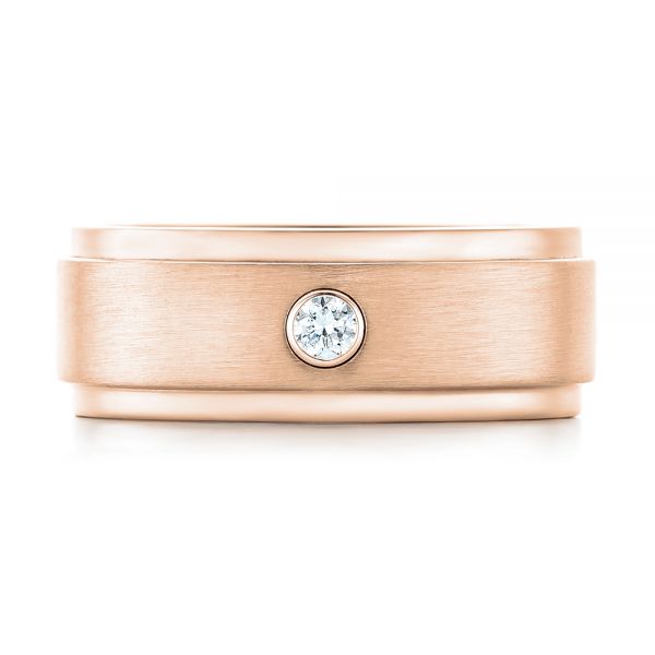 18k Rose Gold 18k Rose Gold Custom Diamond Men's Wedding Band - Top View -  102976