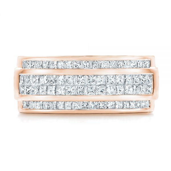14k Rose Gold 14k Rose Gold Custom Diamond Men's Wedding Band - Top View - 103133