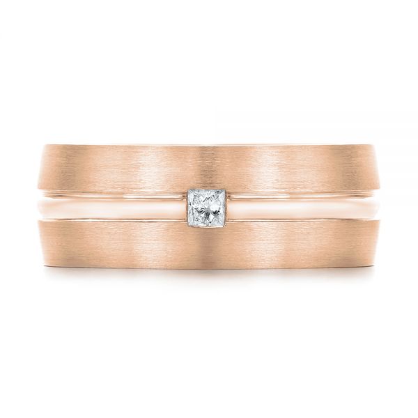 14k Rose Gold 14k Rose Gold Custom Diamond Men's Wedding Band - Top View - 103220
