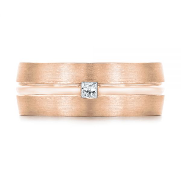 18k Rose Gold 18k Rose Gold Custom Diamond Men's Wedding Band - Top View -  103220