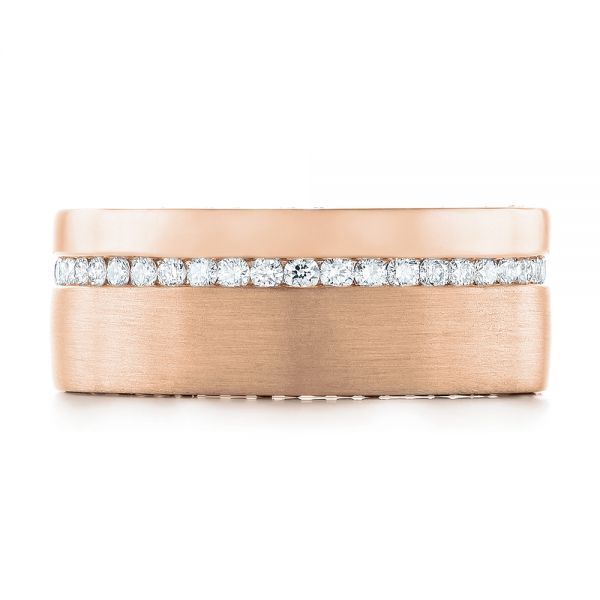 18k Rose Gold 18k Rose Gold Custom Diamond Men's Wedding Band - Top View - 103514