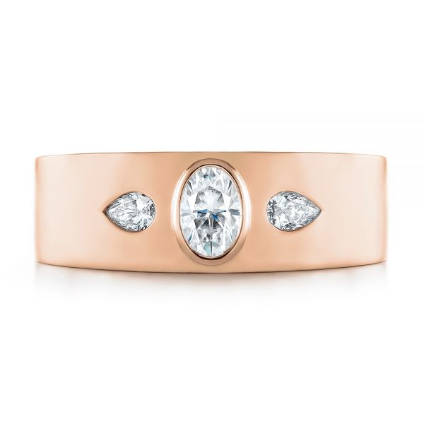 18k Rose Gold 18k Rose Gold Custom Diamond Men's Wedding Band - Top View - 103840