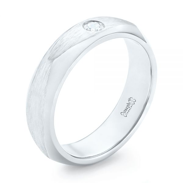  Platinum Platinum Custom Diamond Men's Wedding Band - Three-Quarter View -  102922