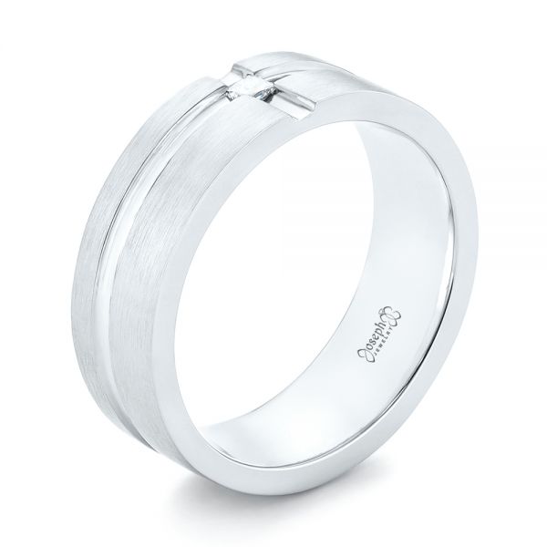  Platinum Custom Diamond Men's Wedding Band - Three-Quarter View -  102948