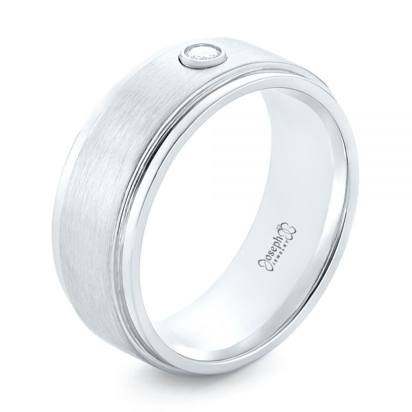  Platinum Platinum Custom Diamond Men's Wedding Band - Three-Quarter View -  102976