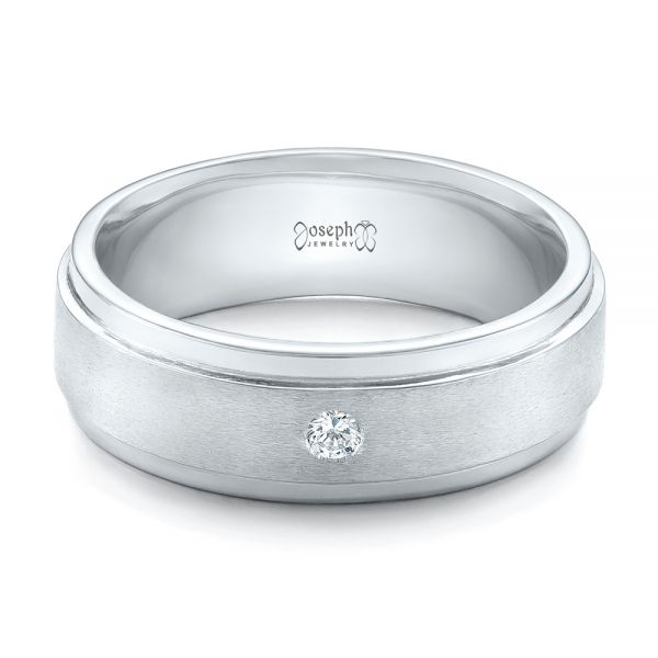  Platinum Custom Diamond Men's Wedding Band - Flat View -  102236