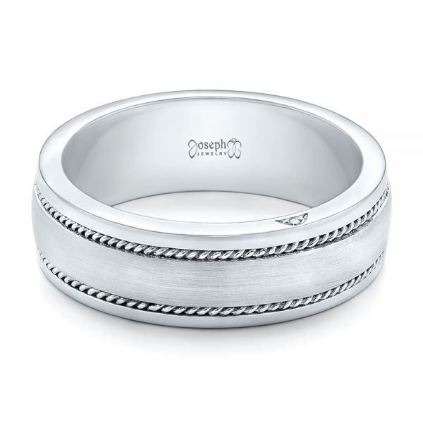  Platinum Custom Diamond Men's Wedding Band - Flat View -  102358