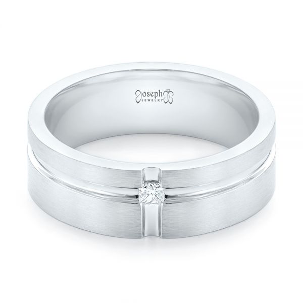 Platinum Custom Diamond Men's Wedding Band - Flat View - 102948