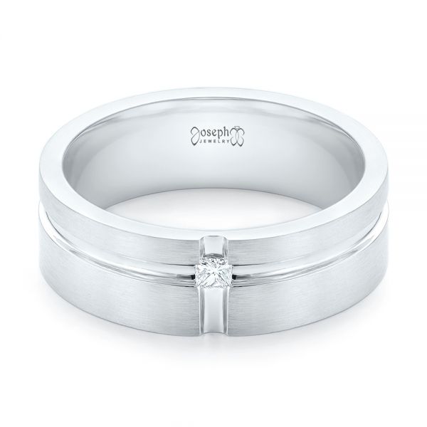  Platinum Custom Diamond Men's Wedding Band - Flat View -  102948