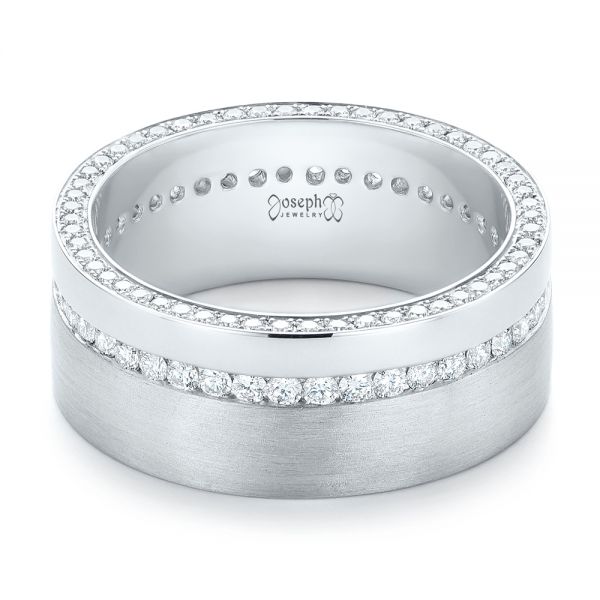 Platinum Custom Diamond Men's Wedding Band - Flat View - 103514