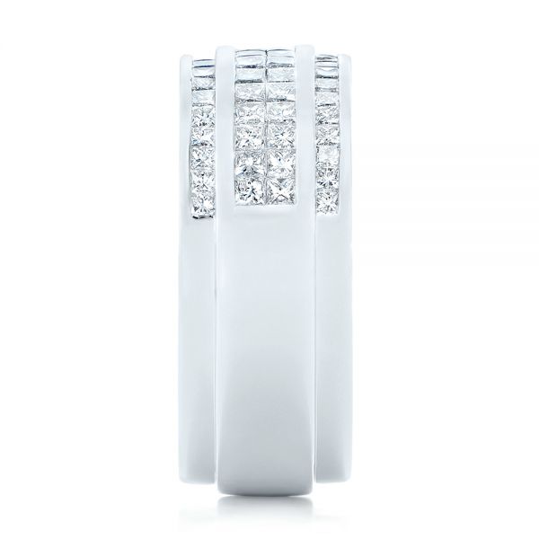 14k White Gold Custom Diamond Men's Wedding Band - Side View - 103133