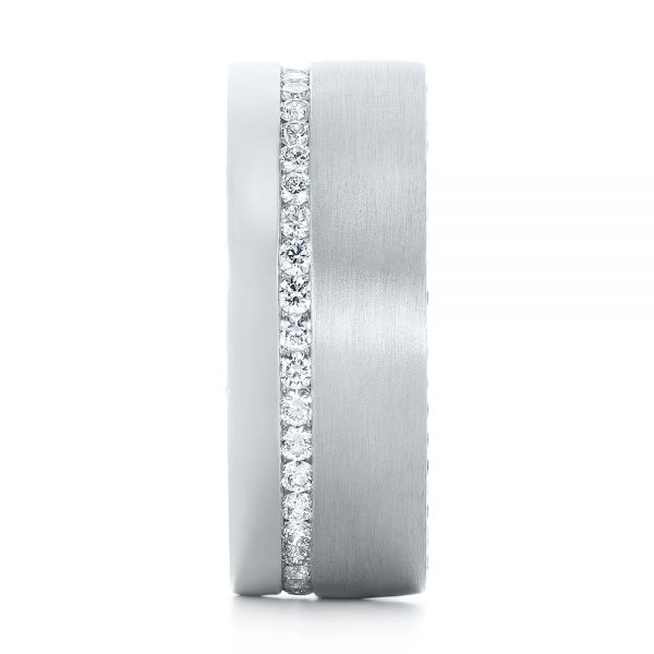 18k White Gold 18k White Gold Custom Diamond Men's Wedding Band - Side View -  103514