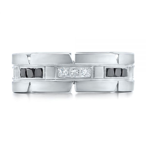 18k White Gold 18k White Gold Custom Diamond Men's Wedding Band - Top View -  102208