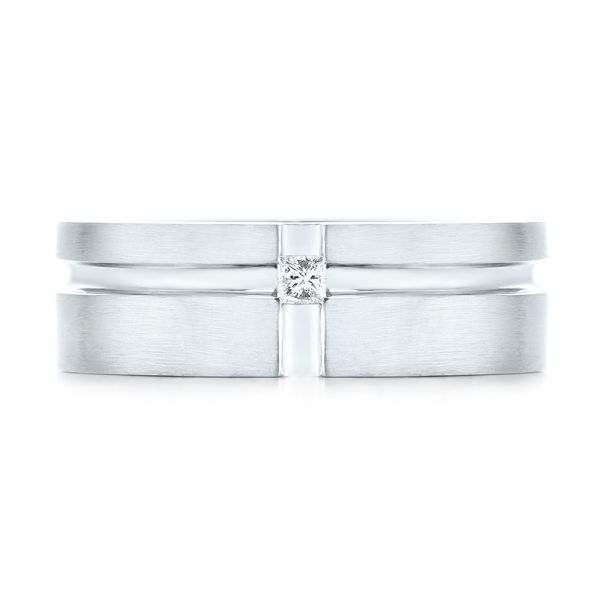 18k White Gold 18k White Gold Custom Diamond Men's Wedding Band - Top View -  102948