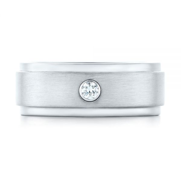 18k White Gold 18k White Gold Custom Diamond Men's Wedding Band - Top View -  102976