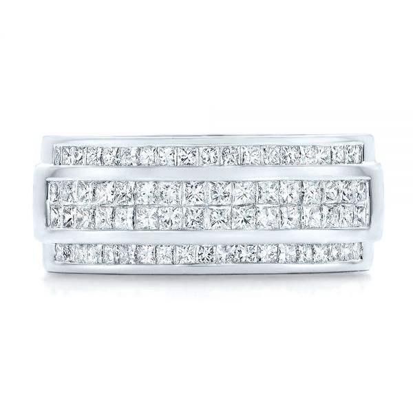 14k White Gold Custom Diamond Men's Wedding Band - Top View - 103133