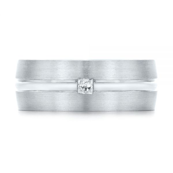 14k White Gold Custom Diamond Men's Wedding Band - Top View - 103220