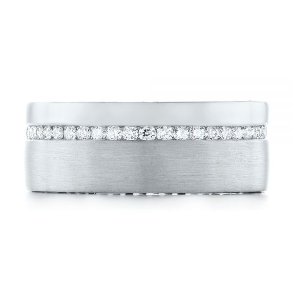 14k White Gold 14k White Gold Custom Diamond Men's Wedding Band - Top View -  103514