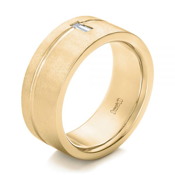 14k Yellow Gold 14k Yellow Gold Custom Diamond Men's Wedding Band - Three-Quarter View -  102188