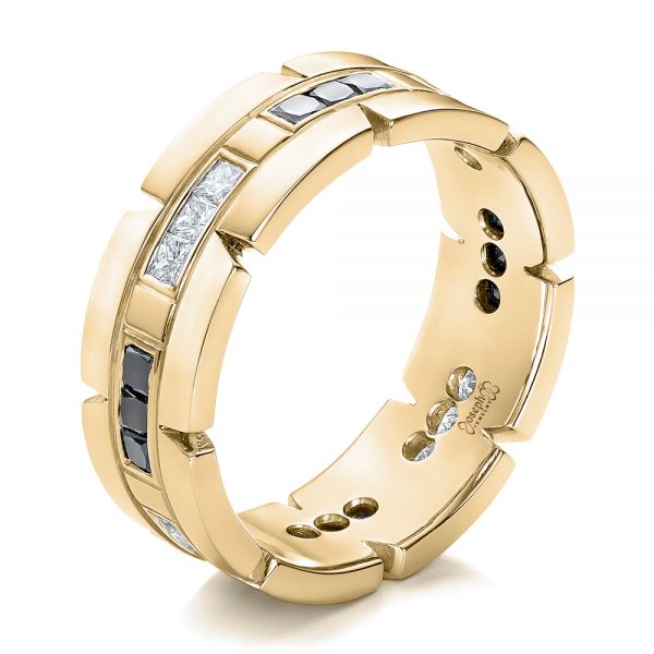 18k Yellow Gold 18k Yellow Gold Custom Diamond Men's Wedding Band - Three-Quarter View -  102208